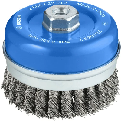 Image de BOSCH 2608622010 brosse en acier à cupules avec fil torsadé 100 x 0.5 mm, M14