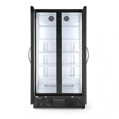 Afbeelding van Hoge Barkoelkast Dubbele Glazen Deur, 458 Liter, Gehard Glas, 900x545x(h)1820mm Hendi