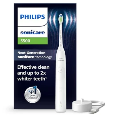 Afbeelding van Philips Sonicare 5500 Series Elektrische Tandenborstel 2 poetsstanden Wit Wittere tanden HX7110/01