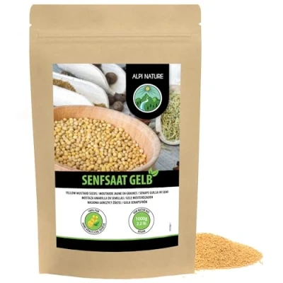 Afbeelding van mosterdzaad (1kg), geel en wit 100% natuurlijk, zacht gedroogd, natuurlijk zonder toevoegingen, veganistisch