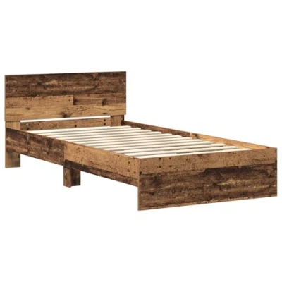 Afbeelding van vidaXL Bedframe met Hoofdbord Oud Hout 100 x 200 cm Massief grenenhout