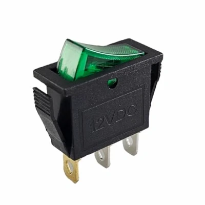 Afbeelding van 3 polige tuimelschakelaar auto 12V 16A groene verlichting