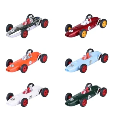 Afbeelding van Majorette First Ever 60 jaar metalen miniatuurauto met bestuurdersfiguur en rubberen banden, auto in 6 kleuren (willekeurig), 7,5 cm, speelgoedauto retro verzameldoos