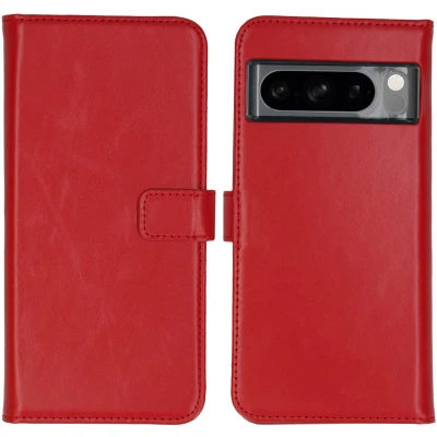 Afbeelding van Google Pixel 8 Pro Hoesje Met Pasjeshouder Selencia Echt Lederen Bookcase Rood