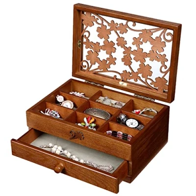 Afbeelding van Changsuo Houten sieradendoos voor dames met laden, kleine sieradenorganizer