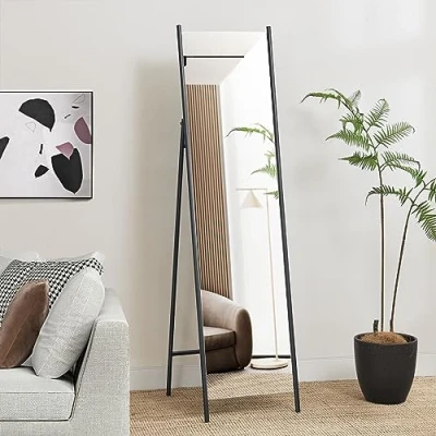 Afbeelding van Spiegel vrijstaand Martano 160x42,5x48,5 cm zwart
