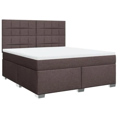 Afbeelding van vidaXL Boxspring met matras stof donkerbruin 180x200 cm