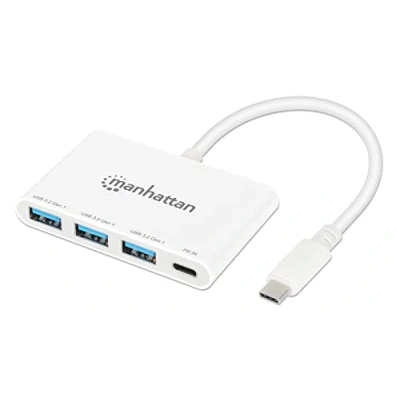 Afbeelding van Manhattan 168434 USB 3.1 Gen 1 hub Met C stekker Wit