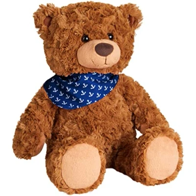 Afbeelding van BRUBAKER Teddy pluche beer met anker bandana blauw 42 cm Vintage Teddybeer knuffel Zacht speelgoed extra zachte vacht Bruin knuffeldier