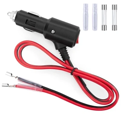 Afbeelding van GUNGY auto sigarettenaansteker stopcontact met schakelaar 12 V/24 V stekker verlengkabel 1 m 14 AWG 15 A zekering voor SUV camper