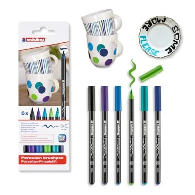 Afbeelding van edding 4200 ass. porselein brushpen cool 6ST 1 4 mm / 6099