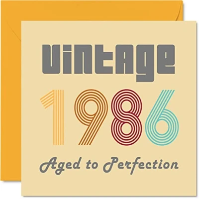 Afbeelding van Verjaardagskaarten 37 jaar voor mannen en vrouwen Vintage 1986 Aged To Perfection Grappige verjaardagskaart hem haar, 145 mm x beste vriendin mama,