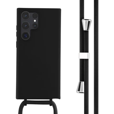 Afbeelding van iMoshion hoesje met koord Geschikt voor Samsung Galaxy S23 Ultra Siliconen design Zwart / Sky Black