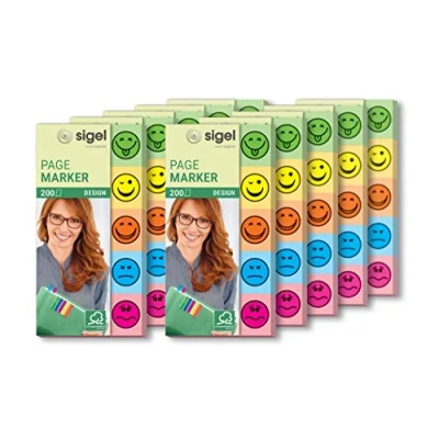 Afbeelding van SIGEL HN502 Smiley bladwijzers, papier, 2000 vellen, 5 x 2 cm, kleuren, 10 stuks