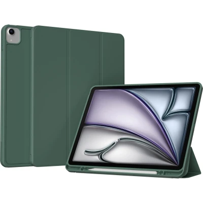 Afbeelding van Accezz Smart Silicone Bookcase voor de Apple iPad Air 13 inch (2025) M3 / (2024) M2 Donkergroen