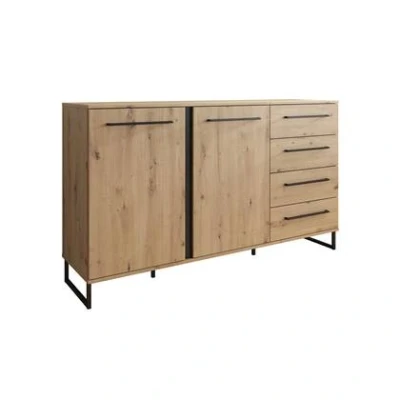 Afbeelding van Meubella Dressoir Saturn Eiken Zwart 159 cm