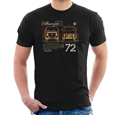 Afbeelding van Volkswagen T2 Mini Van 72 T shirt voor heren, zwart, L, zwart.