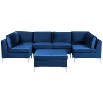 Afbeelding van Beliani EVJA Hoekbank Blauw Fluweel