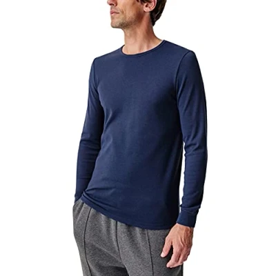 Afbeelding van Damart T shirt met ronde hals van klassiek gebreide Thermolactyl stof Heren Blauw L