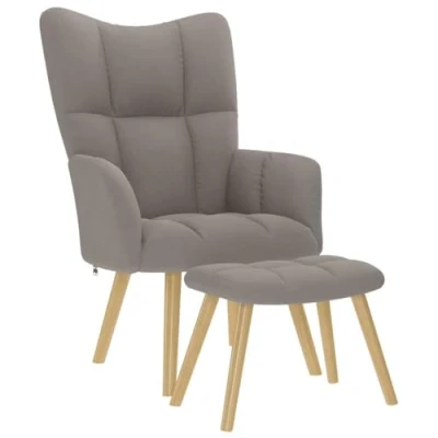 Afbeelding van vidaXL Relaxstoel met voetenbank stof taupe