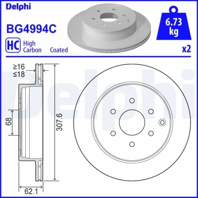 Afbeelding van Delphi Diesel Remschijven BG4994C