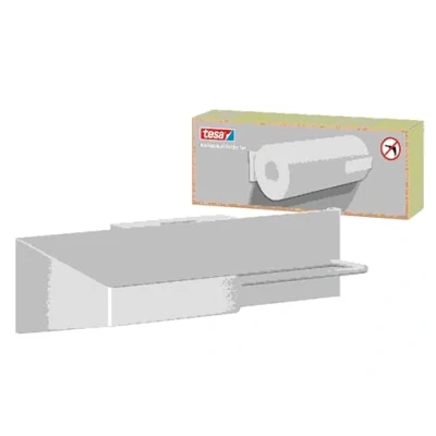 Afbeelding van tesa Keukenrolhouder, zelfklevende rolhouder, met adapter, installatie zonder boren, Zilver