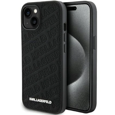 Afbeelding van Karl Lagerfeld Quilted Pattern Back Case Geschikt voor Apple iPhone 15 Plus (6.7&quot;) Zwart