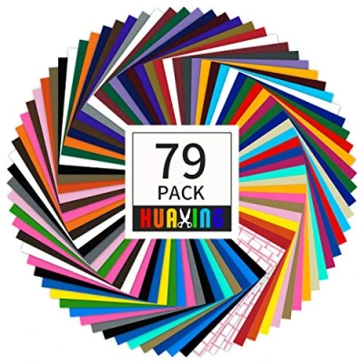 Afbeelding van Huaxing 79 stuks permanente vinylvellen voor Cricut 30,5 x cm 38 verschillende kleuren hoogwaardig zelfklevend vinyl decoratie, feestdecoratie, knutselproject