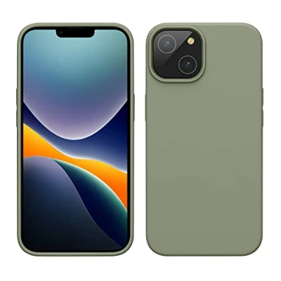 Afbeelding van kwmobile telefoonhoesje geschikt voor Apple iPhone 14 Hoesje met siliconen coating Smartphone case in grijsgroen