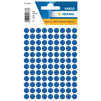 Afbeelding van HERMA Etiket 1833 rond 8mm donkerblauw 540stuks