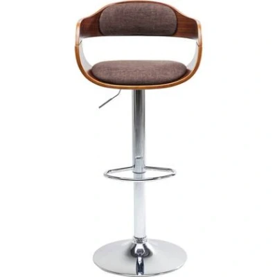 Afbeelding van Kare Design Monaco Barkruk van leer met metalen poten, bruin, 106 x 48 49 cm