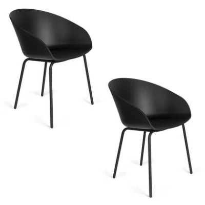 Afbeelding van Zuiver Void Eetkamerstoelen Zwart Set van 2