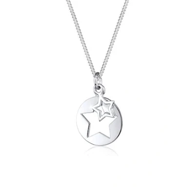 Afbeelding van Elli Sterne Astro MÜNZE CUT OUT Ketting, Dames, Maat: 45, Silber