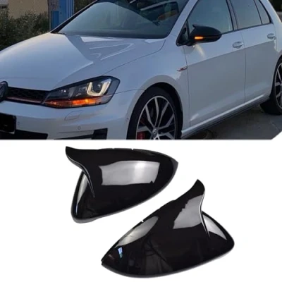 Afbeelding van Achteruitkijkspiegelhoezen voor zijdeuren vervangende accessoires VW Golf 7 MK7 MK7.5 GTI R GTE GTD 2013 2018 T ouran L 2016 2019 (helder zwart met koren)