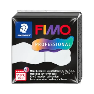 Image de STAEDTLER FIMO Professional 8040 0 Pâte à modeler durcissante au four, spécialement conçue pour les professionnels et artistes, produit unique, blanc