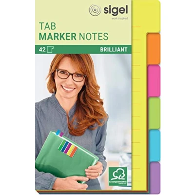 Afbeelding van Sigel tabmarker notes 98x148mm 6 kleuren 42 vel SI HN205
