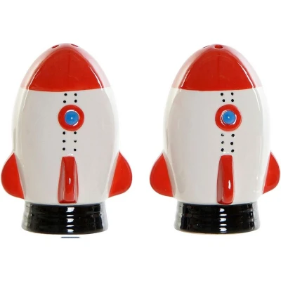 Afbeelding van Zoutvaatje met deksel DKD Home Decor 6,5 x 7 9 cm Rood Wit Dolomite (2 pcs)