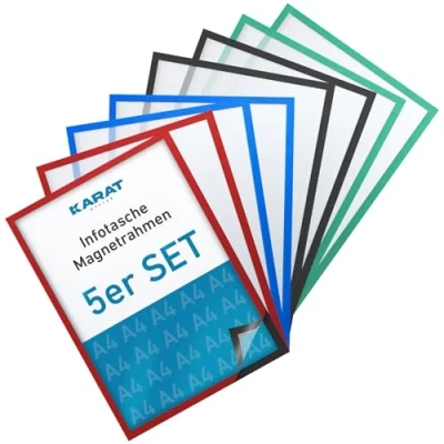Afbeelding van KARAT 5 stuks DIN A4 magnetische lijsten voor kindertekeningen, aktetassen, fototassen, fotolijsten aanbiedingen, portemonnees en aktetassen (buitenafmetingen: