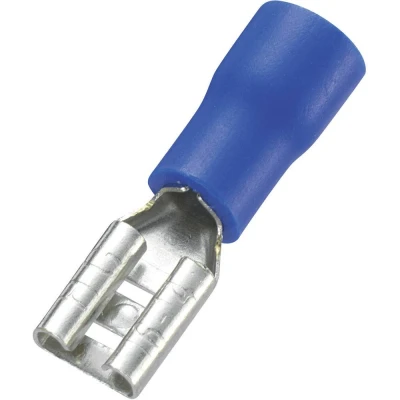 Afbeelding van TRU COMPONENTS 745180 Platte stekker (female) Insteekbreedte: 4.8 mm Insteekdikte: 0.8 180 Deels geïsoleerd Blauw 100 stuk(s)