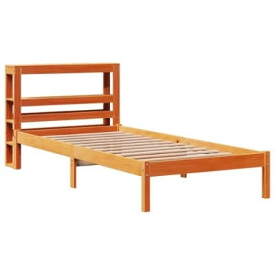 Afbeelding van vidaXL Bedframe met hoofdbord massief grenenhout wasbruin 100x200 cm