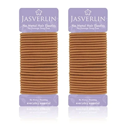 Image de JASVERLIN Lot de 50 petits chouchous en forme queue cheval pour femmes et filles, fins épais, sans métal, dommage, 0,6 cm, gingembre