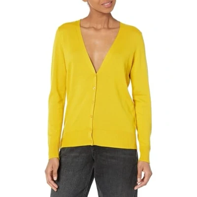 Image de Amazon Essentials Cardigan léger à col en V (grande taille disponible) Kvinnors, Jaune Foncé, S