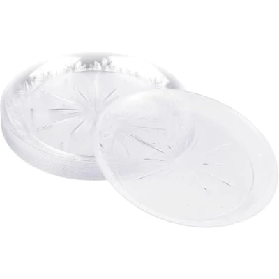 Afbeelding van MATANA 20 dessertborden van hard kunststof, transparant (19 cm), kleine, robuuste en herbruikbare borden voor bruiloften, verjaardagen, Kerstmis feestjes