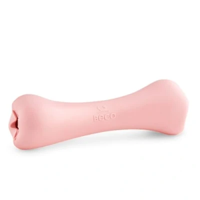 Afbeelding van Beco Pets Treat Bone Flexibel Kauwbot voor honden Geschikt om te vullen met traktaties Natuurlijk Rubber Roze