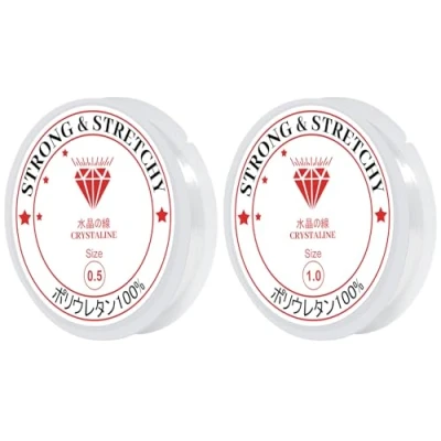 Afbeelding van MOGITO 2 stuks elastische armbanden garen, 0,5 mm x 17 m en 1 5 m, nylondraad voor transparante armbanden, halskettingen, sieraden maken