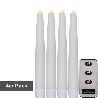 Afbeelding van Star Trading kaarsenset Flame Slim, 4 stuks, tafelkaarsen, wit, afstandsbediening, LED, timer, warm 20 cm