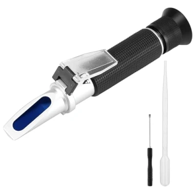 Afbeelding van QWORK® Zoutgehalte refractometer, dubbele schaal hydrometer met ATC, voor visteelt, zeewateranalyse, 0 100 PPT en 1.000 1.070 soortelijk gewicht