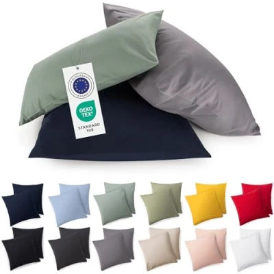 Afbeelding van Blumtal Set Van 2 Kussenslopen Superzachte Premium Jersey Kussenhoes 100% Katoen 60 x cm Groen