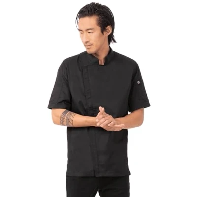 Afbeelding van Chef Works Springfield unisex koksbuis met rits zwart M, Borstomvang: 102 107cm