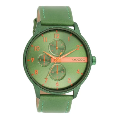 Afbeelding van groene OOZOO horloge met leren band C11308